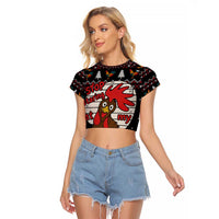 Chicken Stop Christmas Raglan Cropped T Shirt Xmas Holiday Patterns - Wonder Print Shop