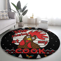 Chicken Stop Christmas Round Carpet Xmas Holiday Patterns - Wonder Print Shop