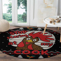 Chicken Stop Christmas Round Carpet Xmas Holiday Patterns - Wonder Print Shop