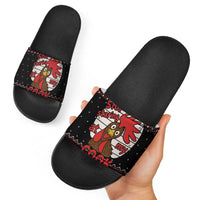 Chicken Stop Christmas Slide Sandals Xmas Holiday Patterns - Wonder Print Shop