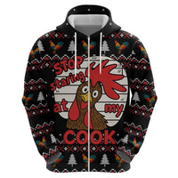 Chicken Stop Christmas Zip Hoodie Xmas Holiday Patterns - Wonder Print Shop