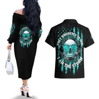I Am The Storm Skul Couples Matching Off The Shoulder Long Sleeve Dress and Hawaiian Shirt - Wonder Print Shop