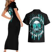 I Am The Storm Skul Couples Matching Short Sleeve Bodycon Dress and Hawaiian Shirt - Wonder Print Shop