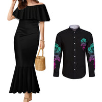 i-can-buy-myself-flowers-smoke-rose-skull-couples-matching-mermaid-dress-and-long-sleeve-button-shirt