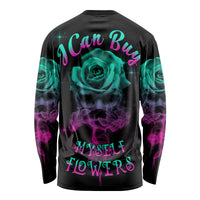 I Can Buy Myself Flowers Smoke Rose Skull Long Sleeve Shirt - Wonder Print Shop
