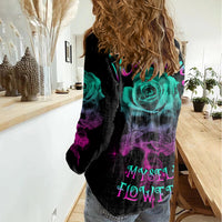 I Can Buy Myself Flowers Smoke Rose Skull Women Casual Shirt - Wonder Print Shop