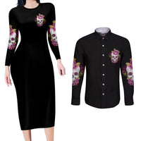 Warning This Tattooed Girl Couples Matching Long Sleeve Bodycon Dress and Long Sleeve Button Shirt - Wonder Print Shop