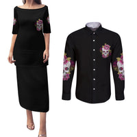 Warning This Tattooed Girl Couples Matching Puletasi Dress and Long Sleeve Button Shirt - Wonder Print Shop