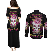 Warning This Tattooed Girl Couples Matching Puletasi Dress and Long Sleeve Button Shirt - Wonder Print Shop