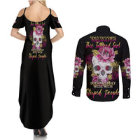 Warning This Tattooed Girl Couples Matching Summer Maxi Dress and Long Sleeve Button Shirt - Wonder Print Shop