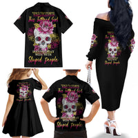 Warning This Tattooed Girl Family Matching Off Shoulder Long Sleeve Dress and Hawaiian Shirt - Wonder Print Shop