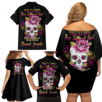 Warning This Tattooed Girl Family Matching Off Shoulder Short Dress and Hawaiian Shirt - Wonder Print Shop