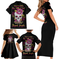 Warning This Tattooed Girl Family Matching Short Sleeve Bodycon Dress and Hawaiian Shirt - Wonder Print Shop