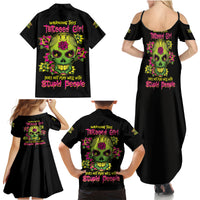 Warning This Tattooed Girl Flower Sugar Skull Family Matching Summer Maxi Dress and Hawaiian Shirt - Wonder Print Shop