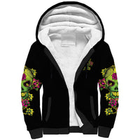 Warning This Tattooed Girl Flower Sugar Skull Sherpa Hoodie - Wonder Print Shop