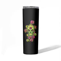 Warning This Tattooed Girl Flower Sugar Skull Skinny Tumbler - Wonder Print Shop