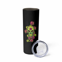 Warning This Tattooed Girl Flower Sugar Skull Skinny Tumbler - Wonder Print Shop