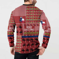 Texas Map Merry Christmas Button Sweatshirt Xmas Holiday Patterns - Wonder Print Shop