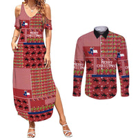 Texas Map Merry Christmas Couples Matching Summer Maxi Dress and Long Sleeve Button Shirt Xmas Holiday Patterns - Wonder Print Shop
