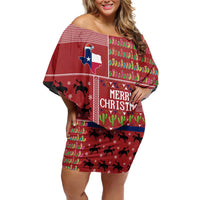 Texas Map Merry Christmas Family Matching Off Shoulder Short Dress and Hawaiian Shirt Xmas Holiday Patterns - Wonder Print Shop
