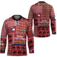 Texas Map Merry Christmas Hockey Jersey Xmas Holiday Patterns - Wonder Print Shop