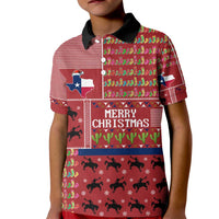 Texas Map Merry Christmas Kid Polo Shirt Xmas Holiday Patterns - Wonder Print Shop
