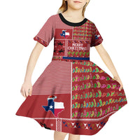 Texas Map Merry Christmas Kid Short Sleeve Dress Xmas Holiday Patterns - Wonder Print Shop