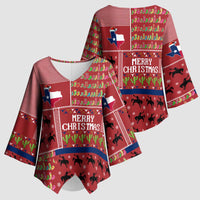 Texas Map Merry Christmas Kimono Sleeve Blouse Xmas Holiday Patterns - Wonder Print Shop