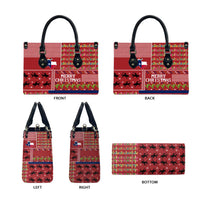 Texas Map Merry Christmas Leather Bag Xmas Holiday Patterns - Wonder Print Shop