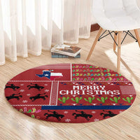 Texas Map Merry Christmas Round Carpet Xmas Holiday Patterns - Wonder Print Shop