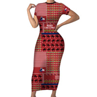 Texas Map Merry Christmas Short Sleeve Bodycon Dress Xmas Holiday Patterns - Wonder Print Shop