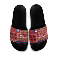 Texas Map Merry Christmas Slide Sandals Xmas Holiday Patterns - Wonder Print Shop