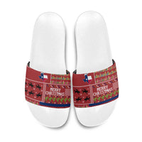 Texas Map Merry Christmas Slide Sandals Xmas Holiday Patterns - Wonder Print Shop