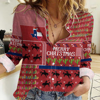 Texas Map Merry Christmas Women Casual Shirt Xmas Holiday Patterns - Wonder Print Shop