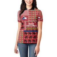 Texas Map Merry Christmas Women Polo Shirt Xmas Holiday Patterns - Wonder Print Shop