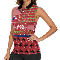 Texas Map Merry Christmas Women Sleeveless Polo Shirt Xmas Holiday Patterns - Wonder Print Shop