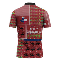 Texas Map Merry Christmas Zipper Polo Shirt Xmas Holiday Patterns - Wonder Print Shop