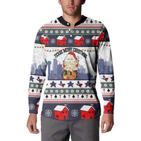 Texas Santa Christmas Button Sweatshirt Xmas Holiday Patterns - Wonder Print Shop