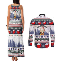 Texas Santa Christmas Couples Matching Tank Maxi Dress and Long Sleeve Button Shirt Xmas Holiday Patterns - Wonder Print Shop