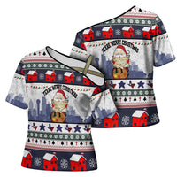 Texas Santa Christmas Cross Shoulder Shirt Xmas Holiday Patterns - Wonder Print Shop