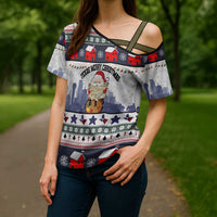 Texas Santa Christmas Cross Shoulder Shirt Xmas Holiday Patterns - Wonder Print Shop