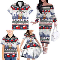Texas Santa Christmas Family Matching Off The Shoulder Long Sleeve Dress and Hawaiian Shirt Xmas Holiday Patterns - Wonder Print Shop