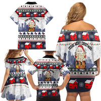 Texas Santa Christmas Family Matching Off Shoulder Short Dress and Hawaiian Shirt Xmas Holiday Patterns - Wonder Print Shop