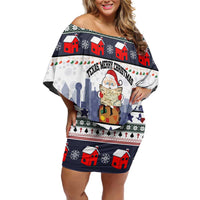 Texas Santa Christmas Family Matching Off Shoulder Short Dress and Hawaiian Shirt Xmas Holiday Patterns - Wonder Print Shop