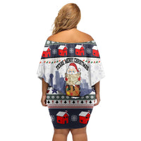 Texas Santa Christmas Family Matching Off Shoulder Short Dress and Hawaiian Shirt Xmas Holiday Patterns - Wonder Print Shop