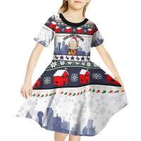 Texas Santa Christmas Kid Short Sleeve Dress Xmas Holiday Patterns - Wonder Print Shop