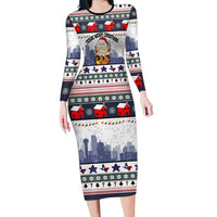Texas Santa Christmas Long Sleeve Bodycon Dress Xmas Holiday Patterns - Wonder Print Shop