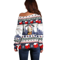 Texas Santa Christmas Off Shoulder Sweater Xmas Holiday Patterns - Wonder Print Shop