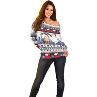 Texas Santa Christmas Off Shoulder Sweater Xmas Holiday Patterns - Wonder Print Shop
