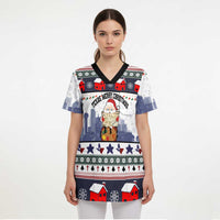 Texas Santa Christmas Scrub Top Xmas Holiday Patterns - Wonder Print Shop